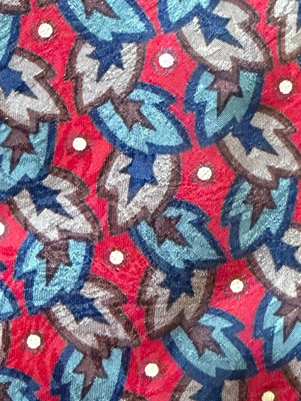 Christian Dior Monsieur Red Multicolor Floral-Paisley Silk Tie